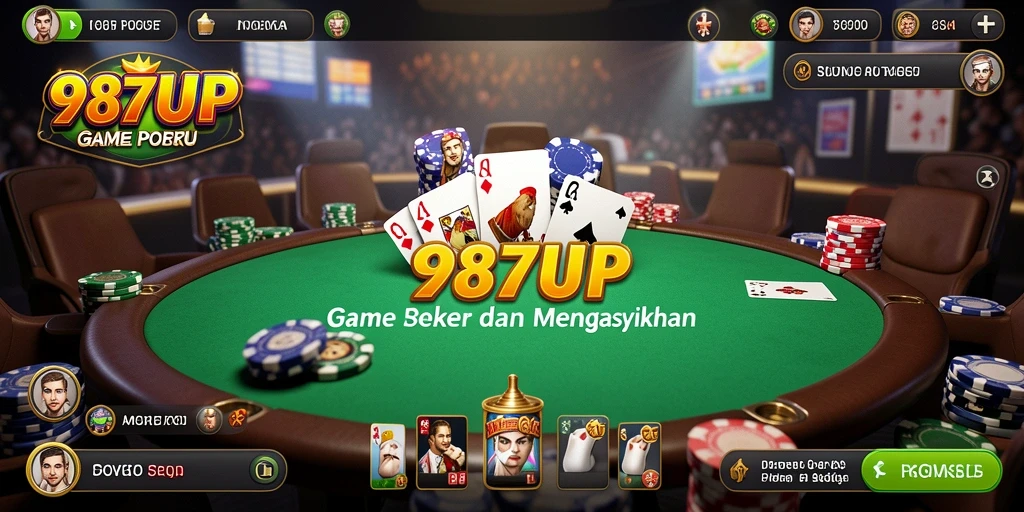 Screenshot gameplay 987UP menunjukkan suasana poker yang seru.