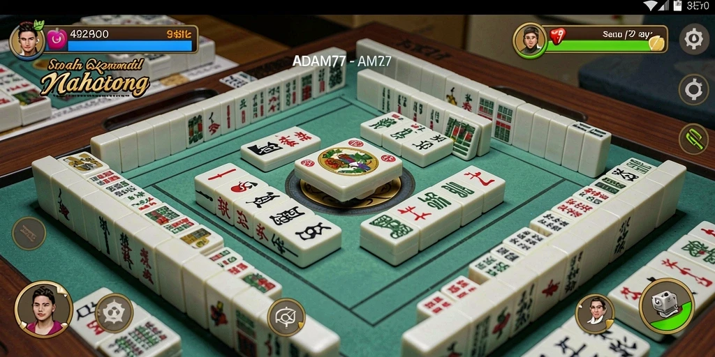 Tampilan gameplay ADAM77 dengan ubin Mahjong berwarna-warni.