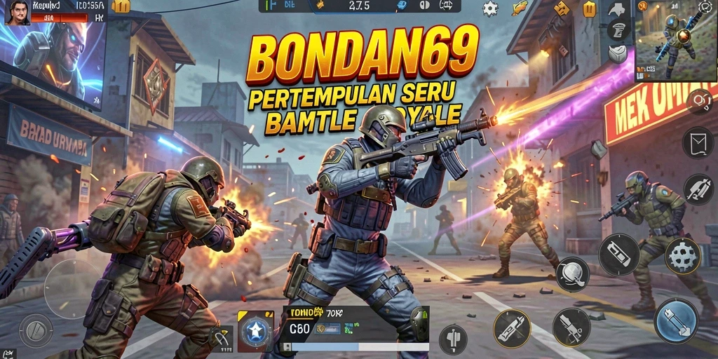 Tampilan gameplay seru dalam BONDAN69 dengan aksi Battle Royale yang intens.