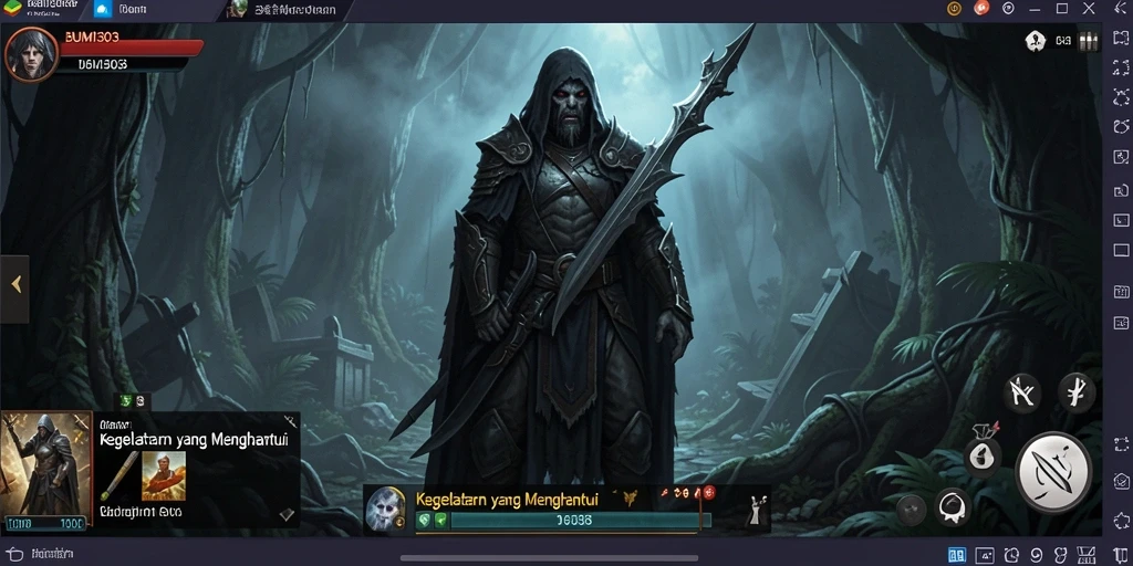 Screenshot gameplay BUMI303 menunjukkan suasana mencekam yang menghantui.