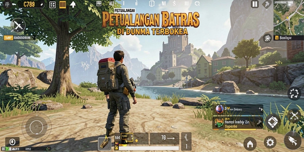 Screenshot C789 menunjukkan petualangan seru di dunia terbuka yang luas.