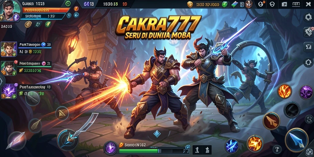 Tampilan seru dan dinamis dari gameplay MOBA CAKRA777.