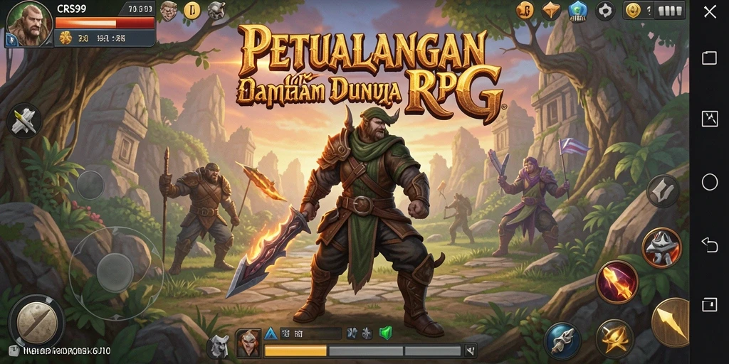 Tangkapan layar gameplay yang menunjukkan pertarungan RPG yang epik.