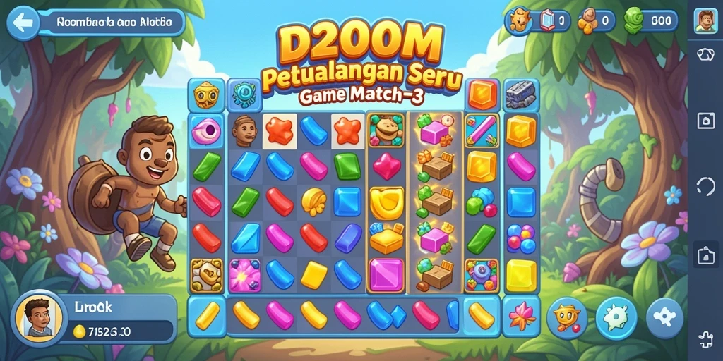 Tangkapan layar menampilkan gameplay seru dalam D200M Match-3.