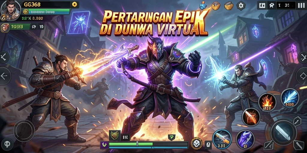 Screenshot gameplay GG368 menampilkan pertarungan intens di arena.