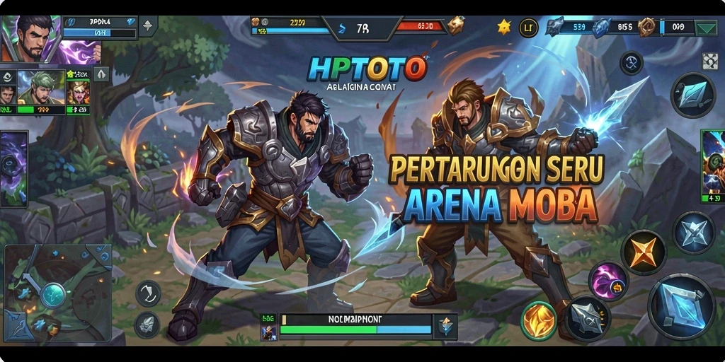 Tampilan gameplay seru dalam HPTOTO dengan aksi MOBA yang mendebarkan.