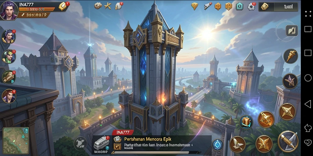 Gameplay menegangkan dalam INA777 Tower Defense.