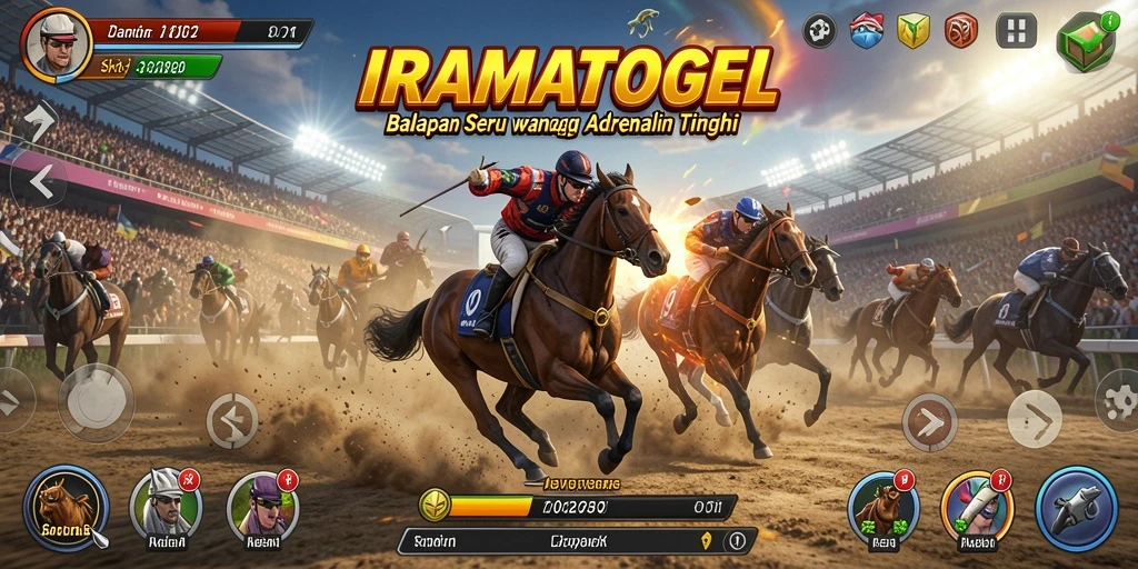 Gameplay seru dari IRAMATOGEL dengan balapan cepat dan menegangkan.
