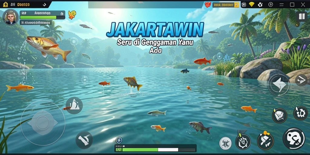 Gameplay JAKARTAWIN yang seru dan memikat saat memancing.