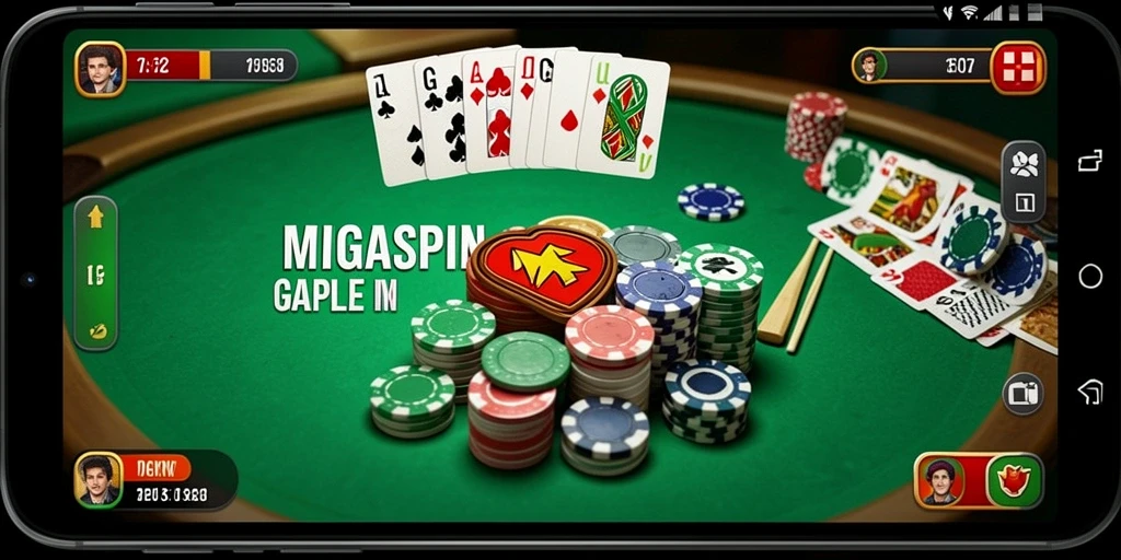 Tampilan gameplay seru dalam permainan Gaple MIGASPIN.