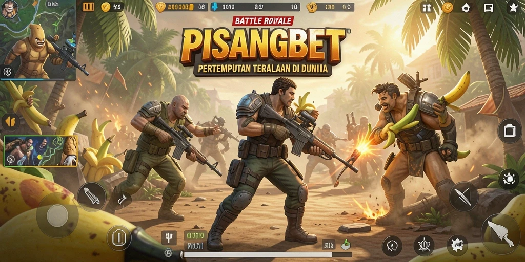 Gameplay seru PISANGBET dengan aksi Battle Royale yang mendebarkan.