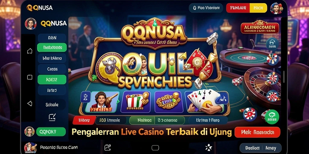 Screenshot gameplay <strong>QQNUSA</strong> menunjukkan dealer profesional dan suasana kasino yang mendebarkan.