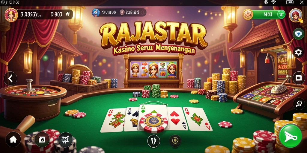 Screenshot gameplay RAJASTAR menunjukkan keseruan permainan kasino.
