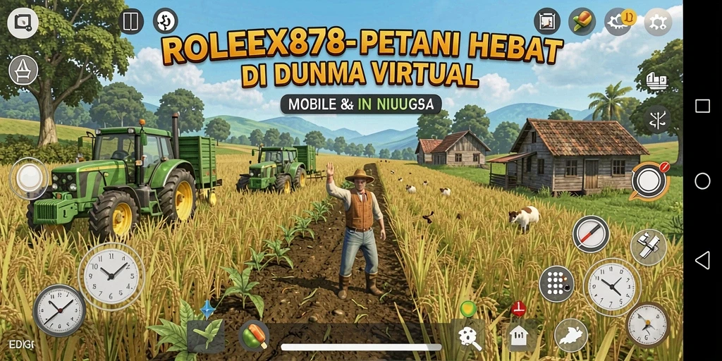 Screenshot gameplay <strong>ROLEX878</strong> yang menunjukkan aktivitas bertani.