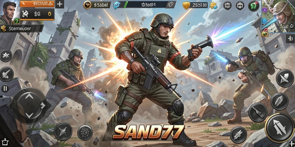 Tampilan gameplay SAND77 yang menegangkan dan strategis.