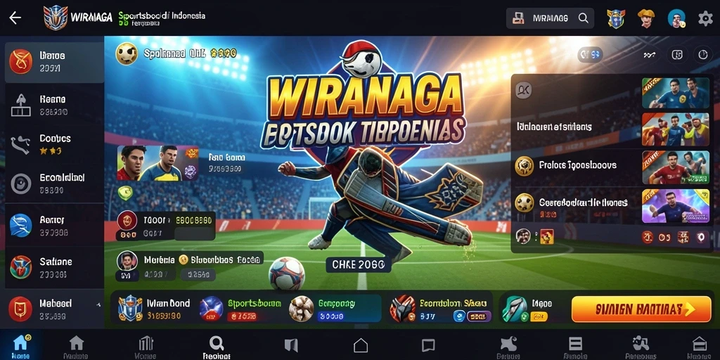 Tampilan permainan olahraga dalam aplikasi WIRANAGA.